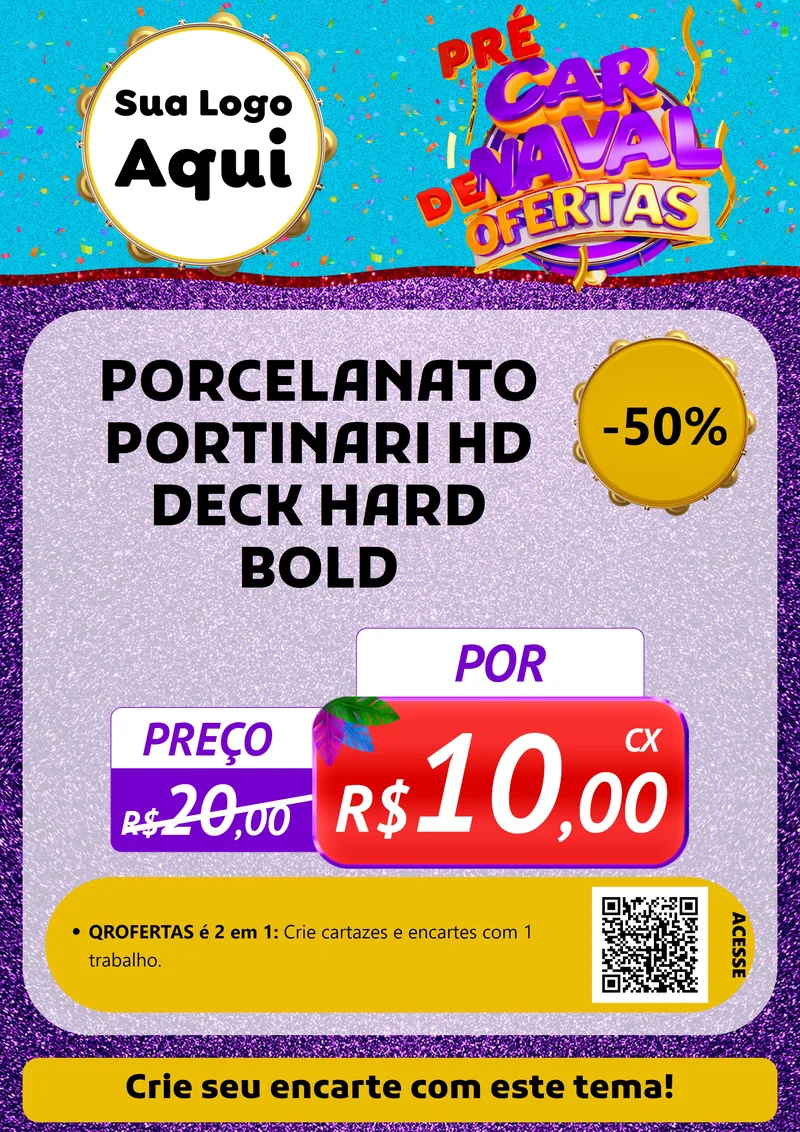 Modelo de Cartaz para Cartaz A4 Vertical com o tema Pré Carnaval de Ofertas para Pisos e revestimentos