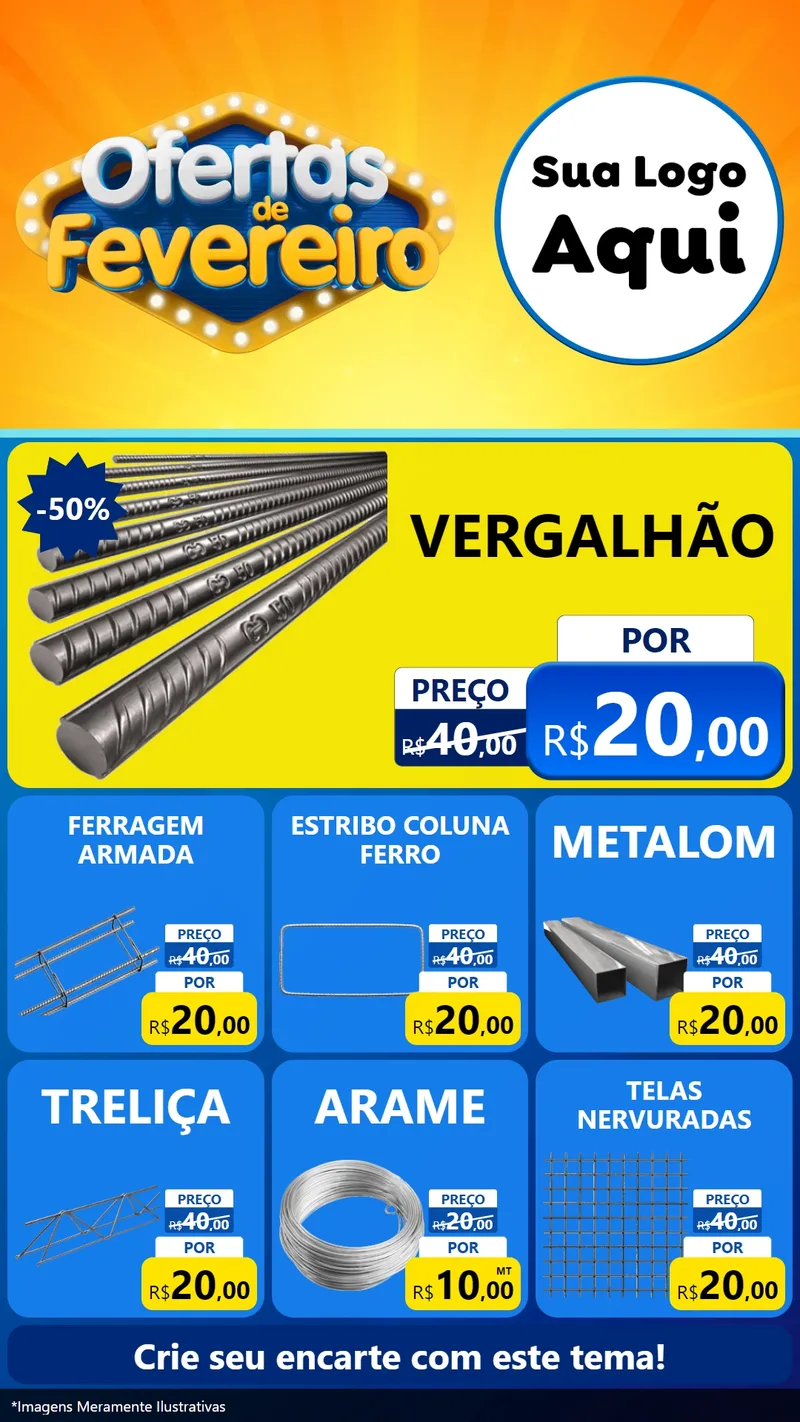 Modelo de Rede Social para Stories com o tema Ofertas de Fevereiro para Ferragens