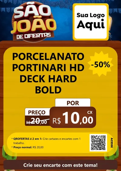 Modelo de Cartaz para Cartaz A4 Vertical com o tema São João Ofertas Imbatíveis! - Junina para Pisos e revestimentos