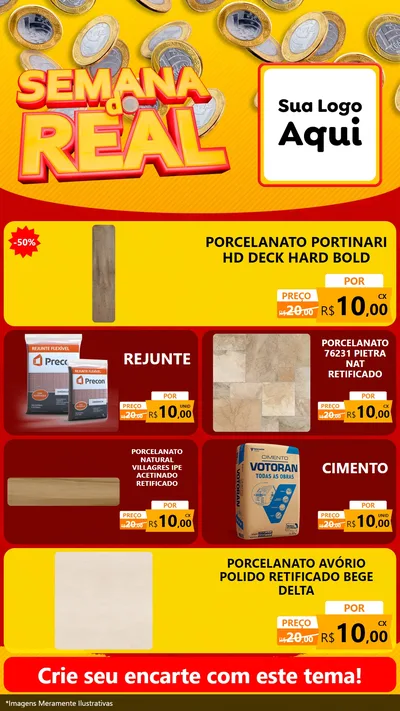 Modelo de TV para TV Vertical com o tema Semana do Real para Pisos e revestimentos