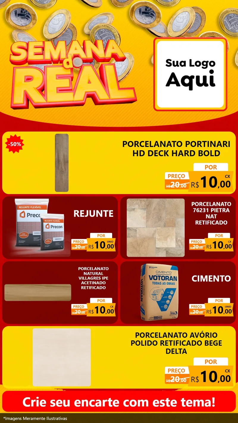 Modelo de TV para TV Vertical com o tema Semana do Real para Pisos e revestimentos