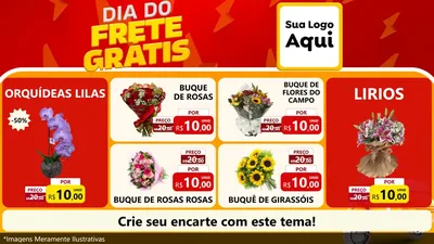 Modelo de TV para TV Horizontal com o tema Dia do Frete Grátis para Floricultura e jardim