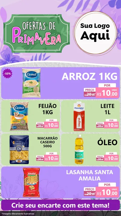 Modelo de TV para TV Vertical com o tema Ofertas de Primavera para Supermercado