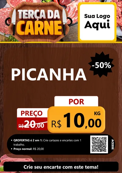 Modelo de Cartaz para Cartaz A4 Vertical com o tema Terça da Carne para Açougue