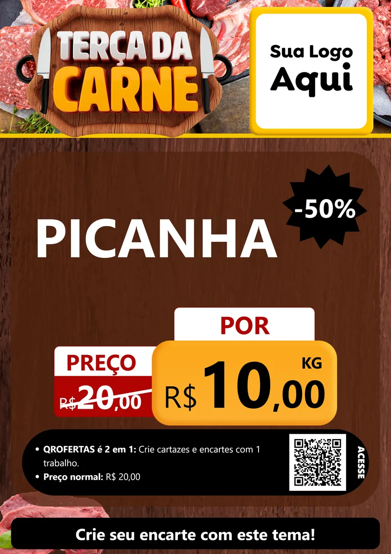 Modelo de Cartaz para Cartaz A4 Vertical com o tema Terça da Carne para Açougue