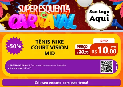 Modelo de Cartaz para Cartaz A4 Horizontal com o tema Super Esquenta de Carnaval para Calçados