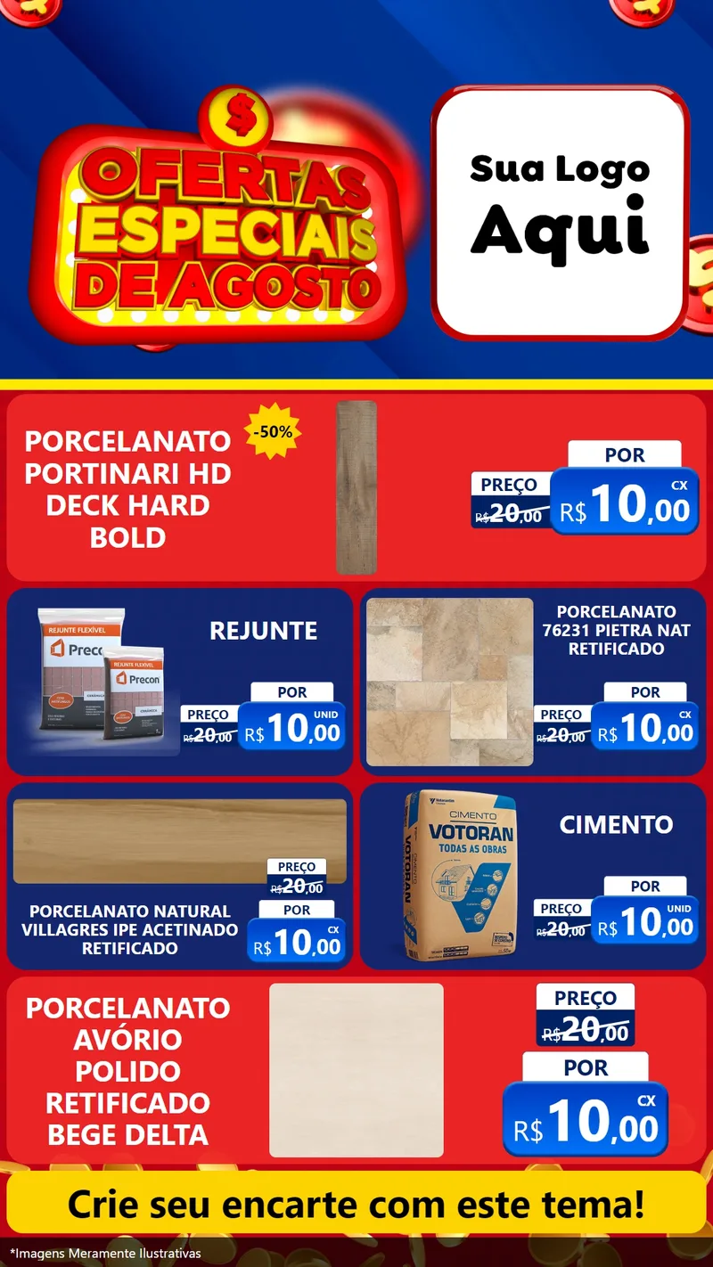 Modelo de TV para TV Vertical com o tema Ofertas Especiais de Agosto para Pisos e revestimentos