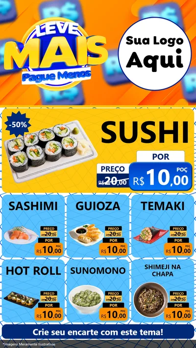 Modelo de Rede Social para Stories com o tema Leve Mais, Pague Menos para Comida japonesa