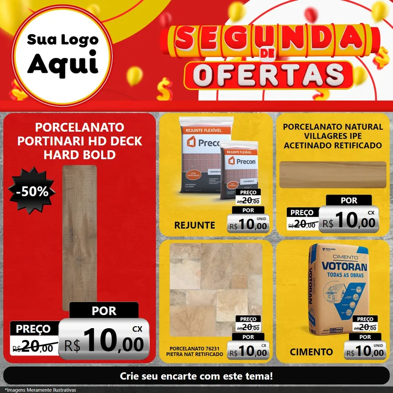 Modelo de Rede Social para Feed Facebook com o tema Segunda de Ofertas para Pisos e revestimentos
