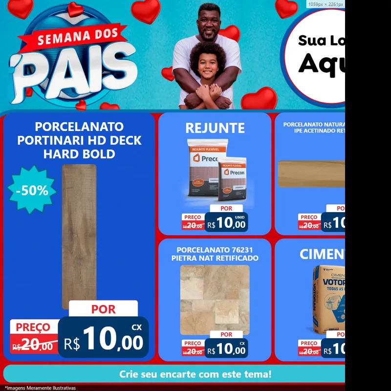 Modelo de Rede Social para Feed Facebook com o tema Semana Dos Pais para Pisos e revestimentos