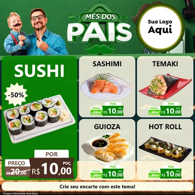 Modelo de Rede Social para Feed Facebook com o tema Mês dos Pais para Comida japonesa