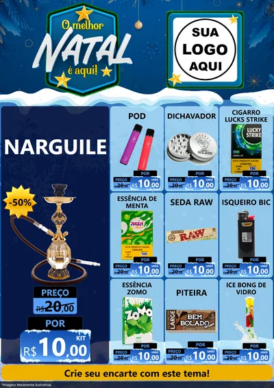 Modelo de Encarte para Encarte A4 Vertical com o tema O Melhor Natal É Aqui! para Tabacaria