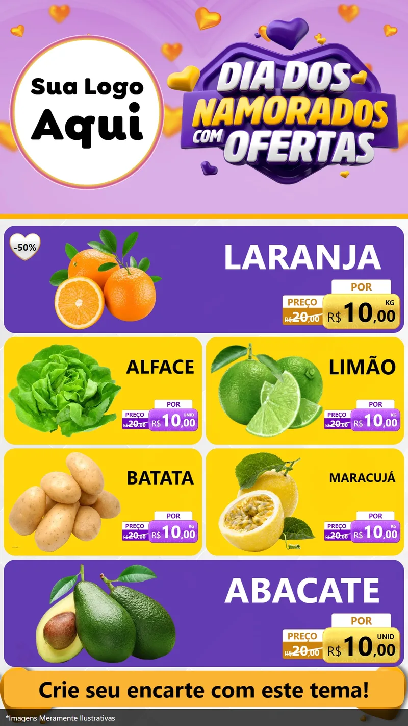 Modelo de TV para TV Vertical com o tema Dia Dos Namorados Com Ofertas para Hortifrúti