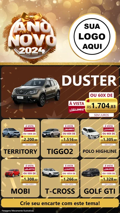 Modelo de Rede Social para Stories com o tema Feliz Ano Novo 2027 para Concessionaria de Carros