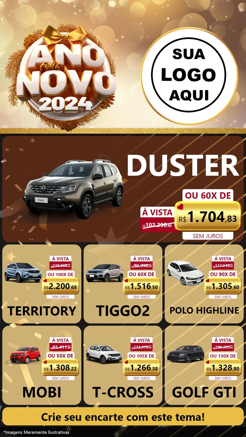 Modelo de Rede Social para Stories com o tema Feliz Ano Novo 2027 para Concessionaria de Carros