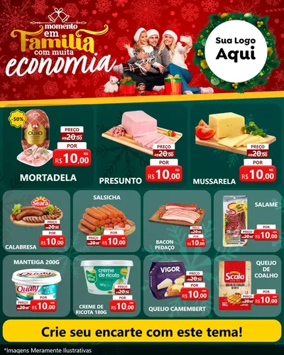 Modelo de Rede Social para Feed Instagram com o tema Momento em Família (Natal) para Frios e Laticínios
