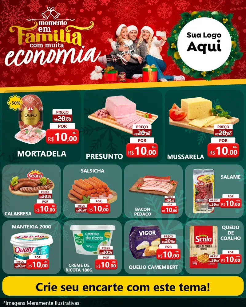 Modelo de Rede Social para Feed Instagram com o tema Momento em Família (Natal) para Frios e Laticínios