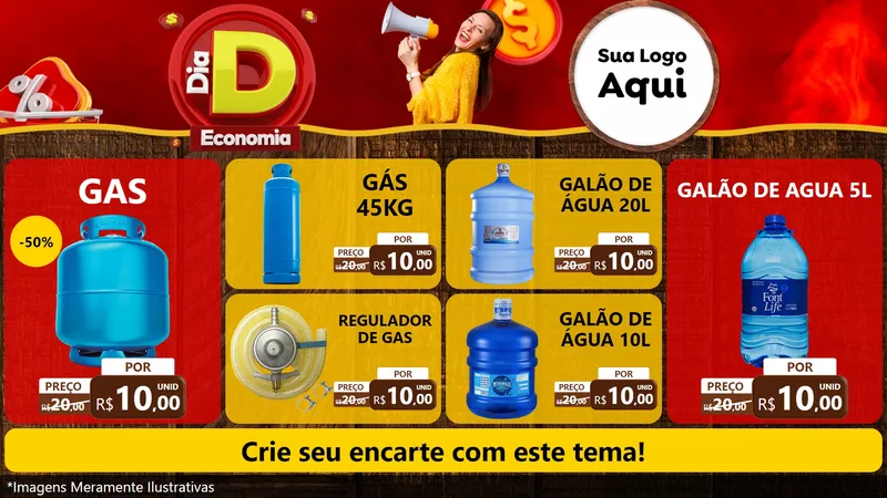 Modelo de TV para TV Horizontal com o tema Dia D Economia para Água e gás