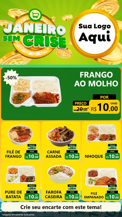 Modelo de Rede Social para Stories com o tema Janeiro Sem Crise para Restaurante