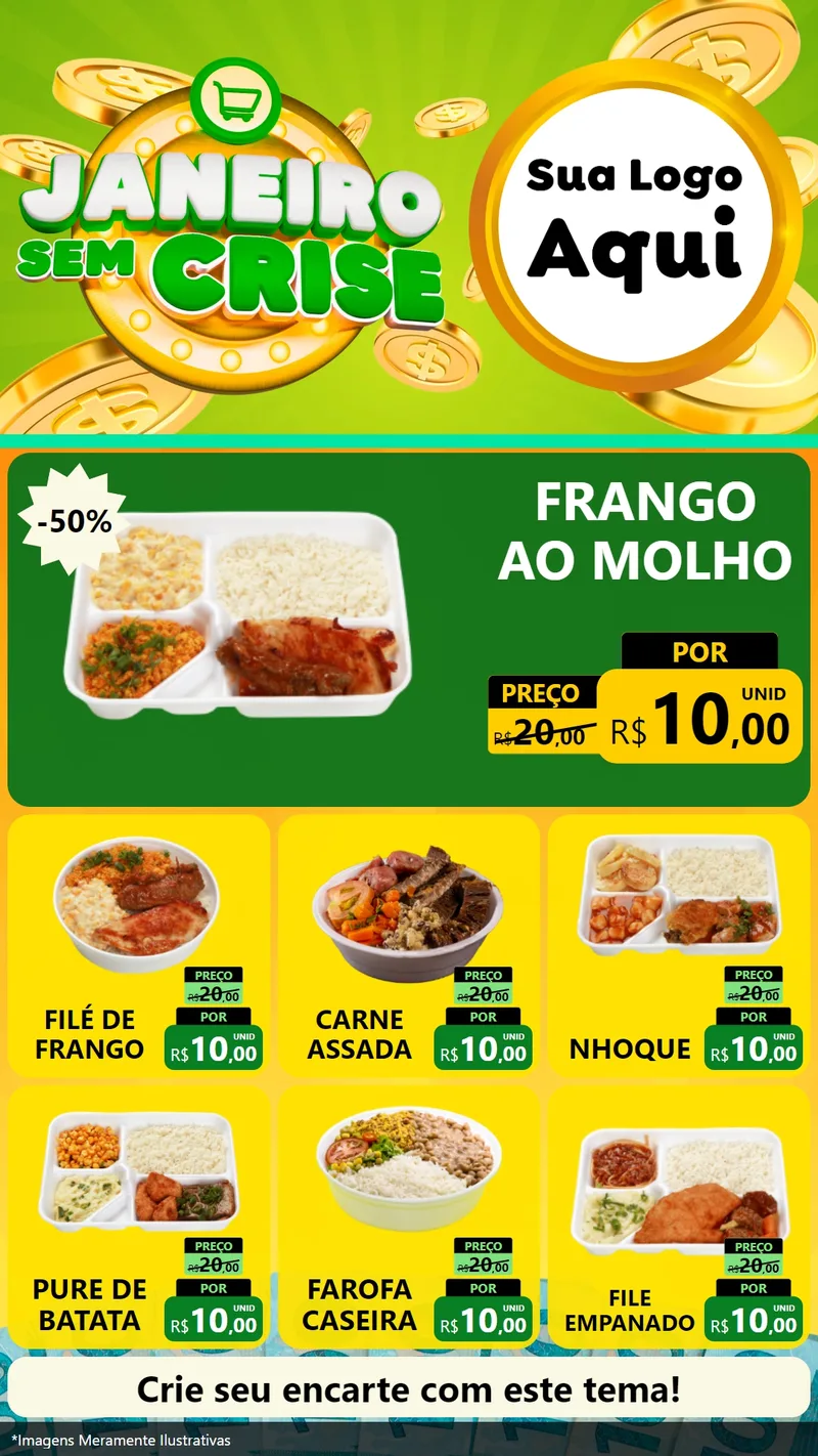 Modelo de Rede Social para Stories com o tema Janeiro Sem Crise para Restaurante
