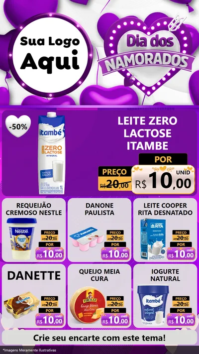 Modelo de Rede Social para Stories com o tema Dia dos Namorados para Frios e Laticínios