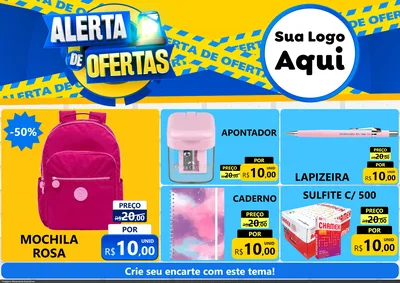 Modelo de Encarte para Encarte A4 Horizontal com o tema Alerta de Ofertas para Papelaria