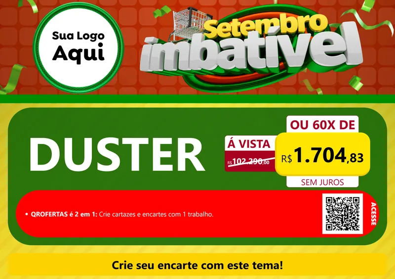 Modelo de Cartaz para Cartaz A4 Horizontal com o tema Setembro Imbatível para Concessionaria de Carros