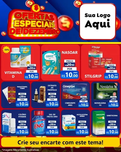 Modelo de Rede Social para Feed Instagram com o tema Ofertas Especiais de Dezembro para Farmácia
