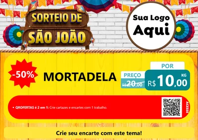 Modelo de Cartaz para Cartaz A4 Horizontal com o tema Sorteio de São João para Frios e Laticínios