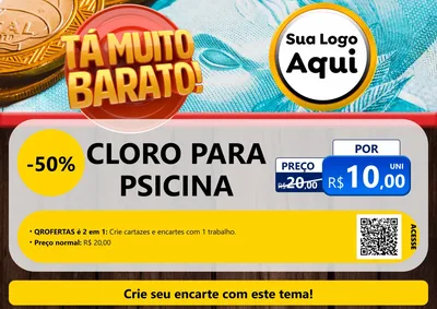 Modelo de Cartaz para Cartaz A4 Horizontal com o tema Está Muito Barato para Produtos para Piscina