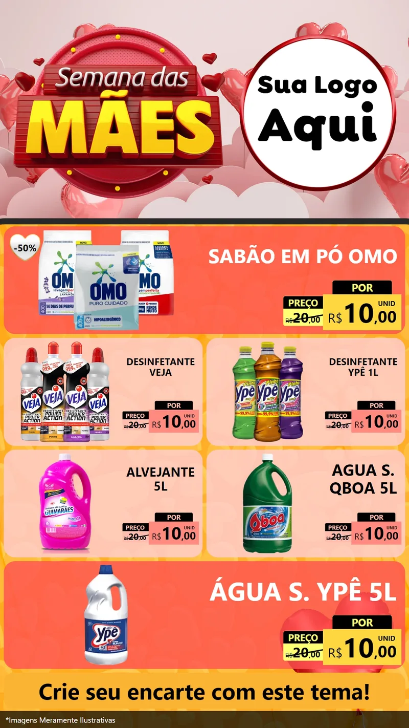 Modelo de TV para TV Vertical com o tema Semana das Mães para Produtos de Limpeza