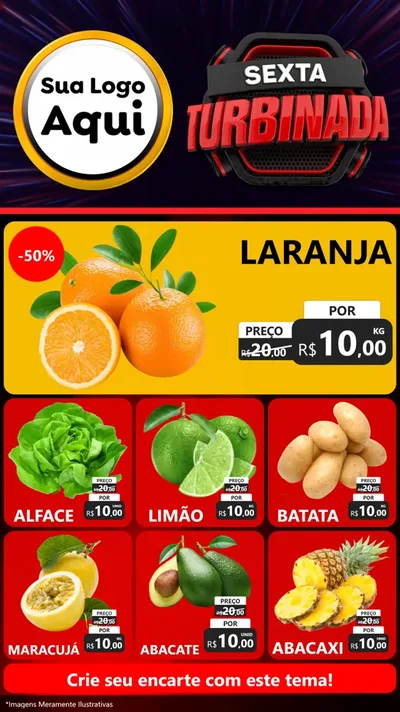 Modelo de Rede Social para Stories com o tema Sexta Turbinada para Hortifrúti