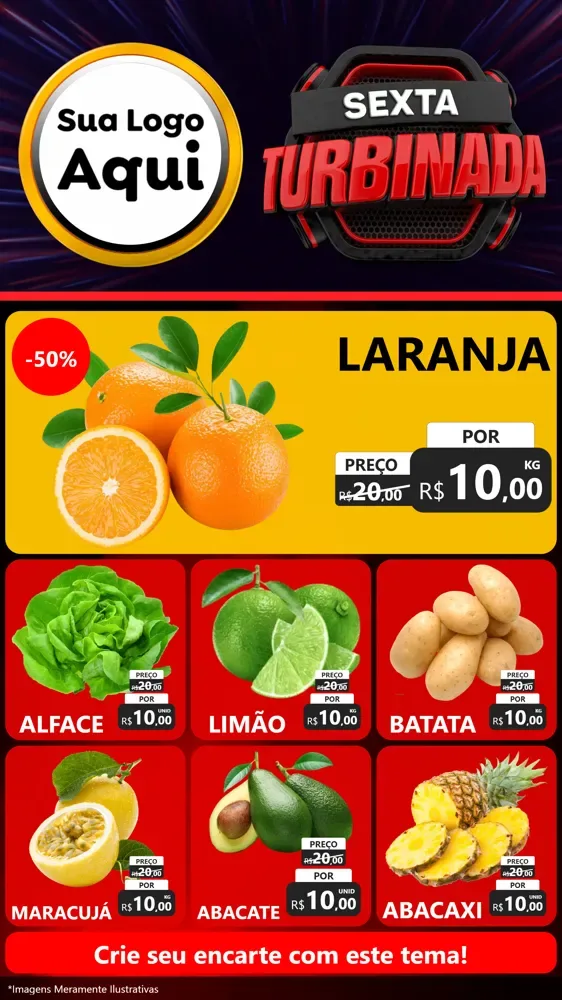 Modelo de Rede Social para Stories com o tema Sexta Turbinada para Hortifrúti
