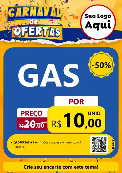 Modelo de Cartaz para Cartaz A4 Vertical com o tema Carnaval de Ofertas para Água e gás