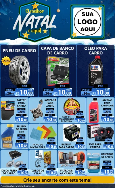 Modelo de Encarte para Encarte Grande com o tema O Melhor Natal É Aqui! para Auto peças