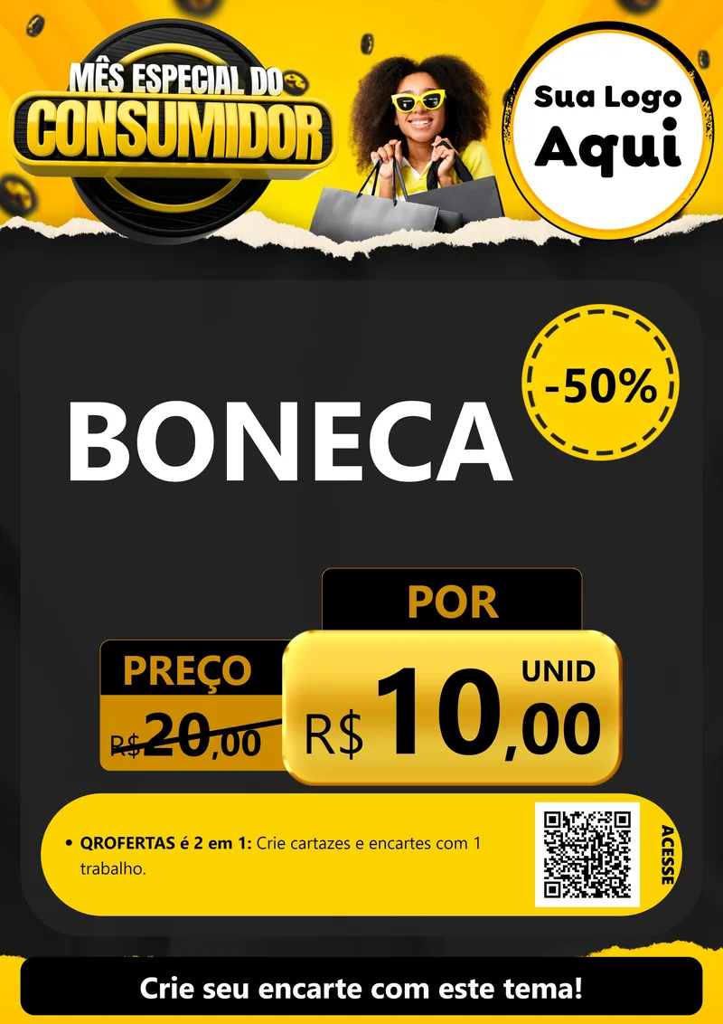 Modelo de Cartaz para Cartaz A4 Vertical com o tema Mês Especial do Consumidor para Brinquedos