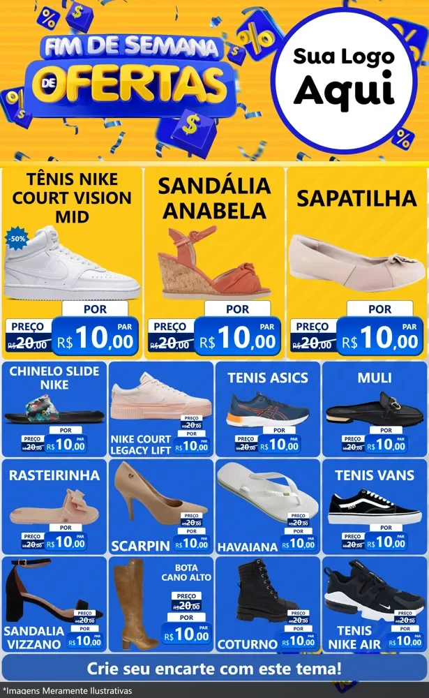 Modelo de Encarte para Encarte Grande com o tema Fim de Semana de Ofertas para Calçados