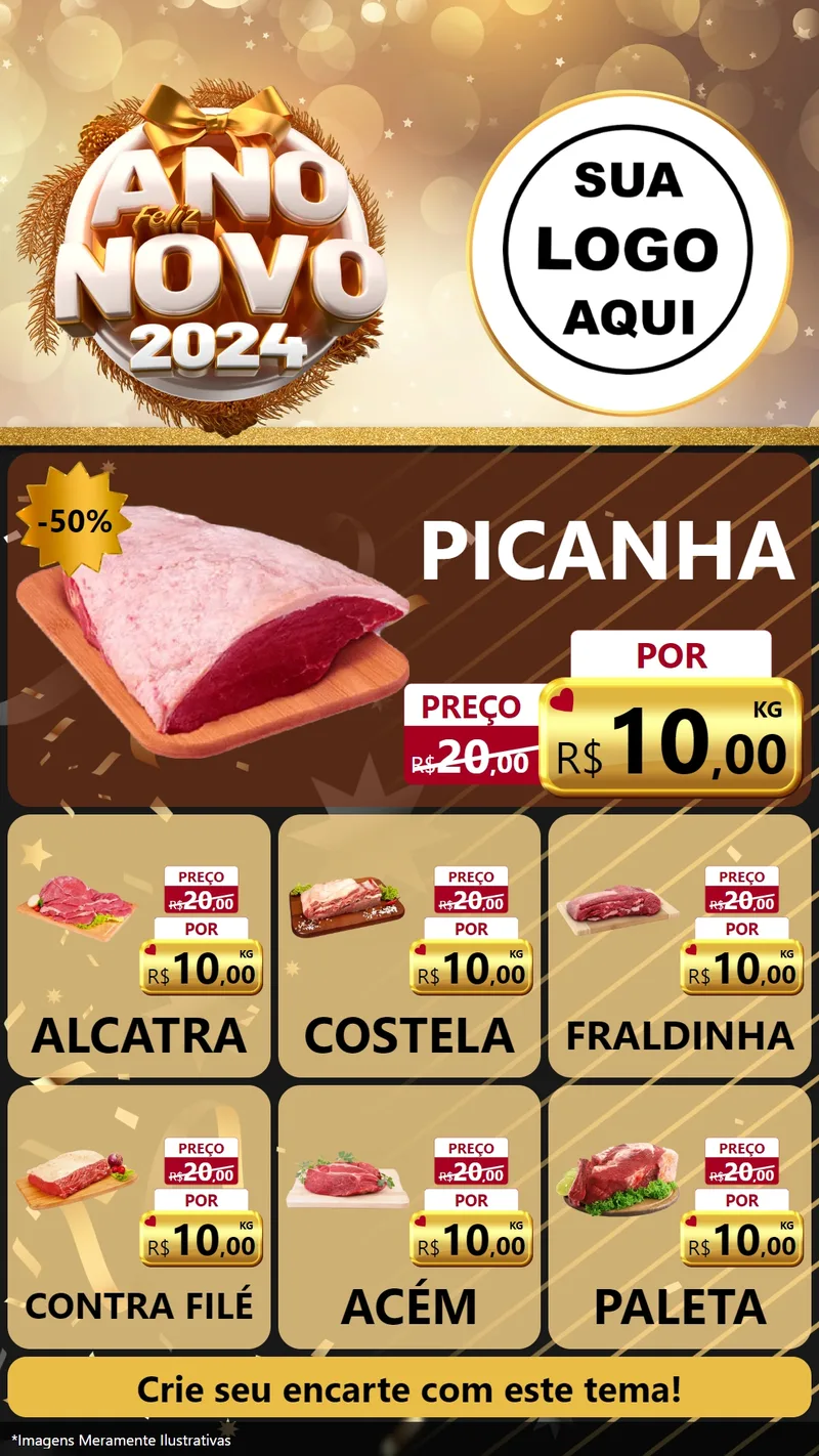 Modelo de Rede Social para Stories com o tema Feliz Ano Novo 2027 para Açougue