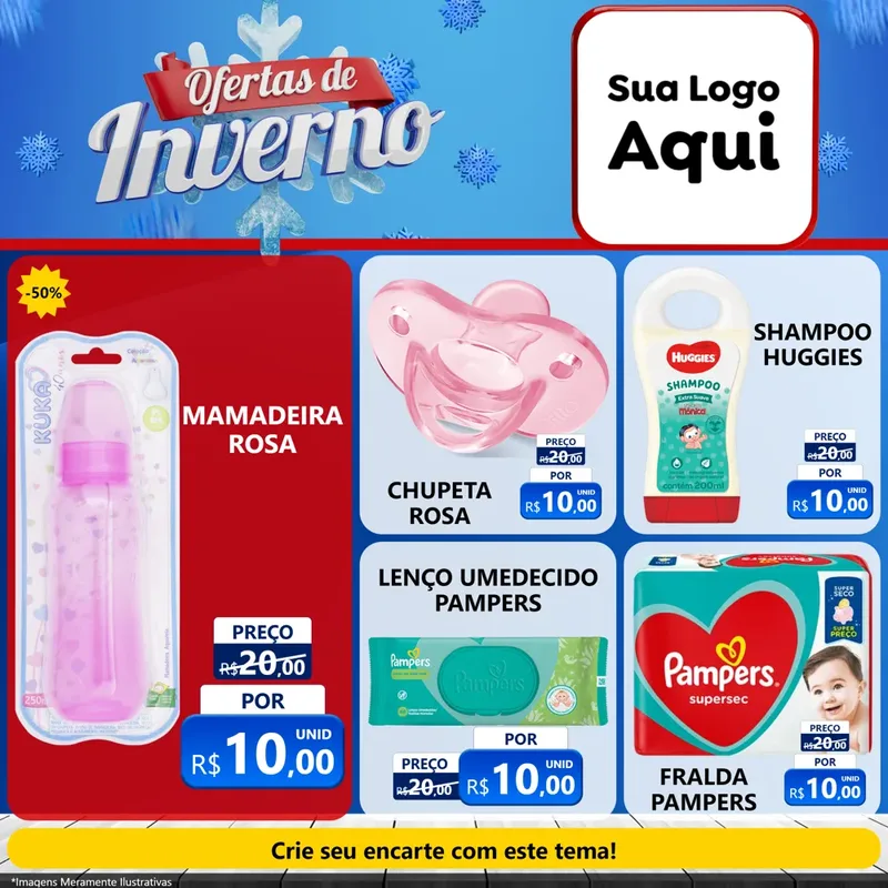 Modelo de Rede Social para Feed Facebook com o tema Ofertas de Inverno para Bebês