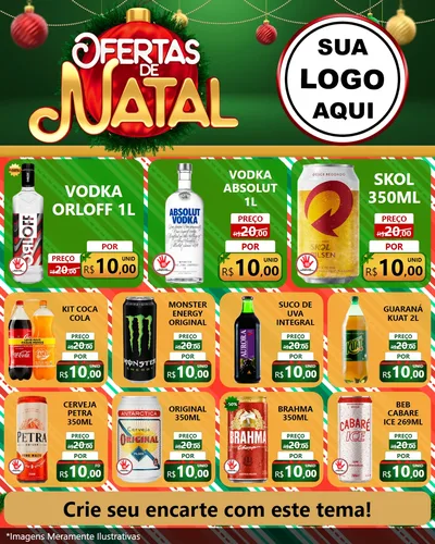 Modelo de Rede Social para Feed Instagram com o tema Ofertas de Natal para Distribuidora de bebidas