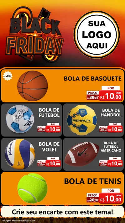 Modelo de TV para TV Vertical com o tema Black Friday para Artigos Esportivos