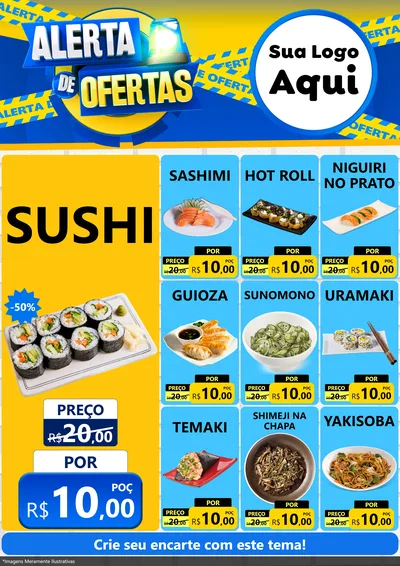 Modelo de Encarte para Encarte A4 Vertical com o tema Alerta de Ofertas para Comida japonesa