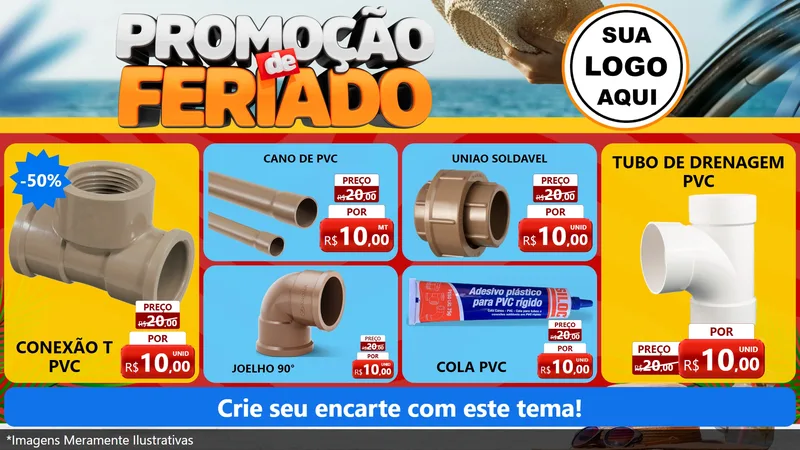 Modelo de TV para TV Horizontal com o tema Promoção de Feriado para Tubos e conexões