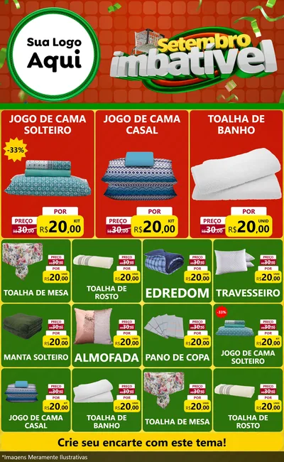 Modelo de Encarte para Encarte Grande com o tema Setembro Imbatível para Cama, Mesa e Banho