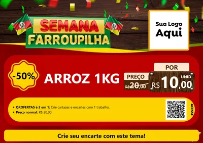 Modelo de Cartaz para Cartaz A4 Horizontal com o tema Semana Farroupilha para Supermercado