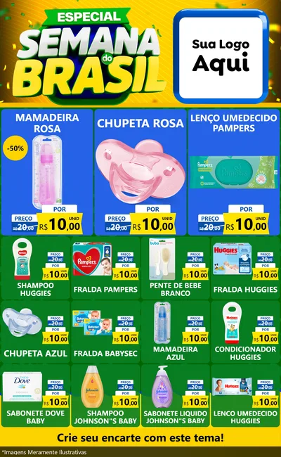 Modelo de Encarte para Encarte Grande com o tema Especial Semana do Brasil para Bebês