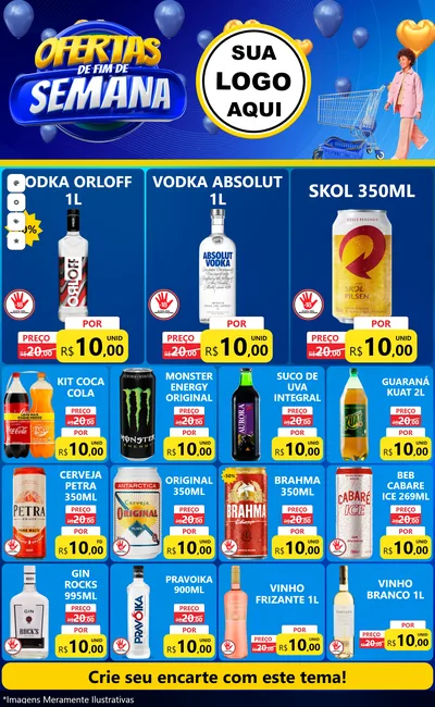 Modelo de Encarte para Encarte Grande com o tema Ofertas de Fim de Semana para Distribuidora de bebidas