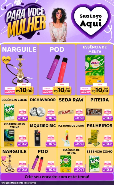 Modelo de Encarte para Encarte Grande com o tema Para Você, Mulher para Tabacaria