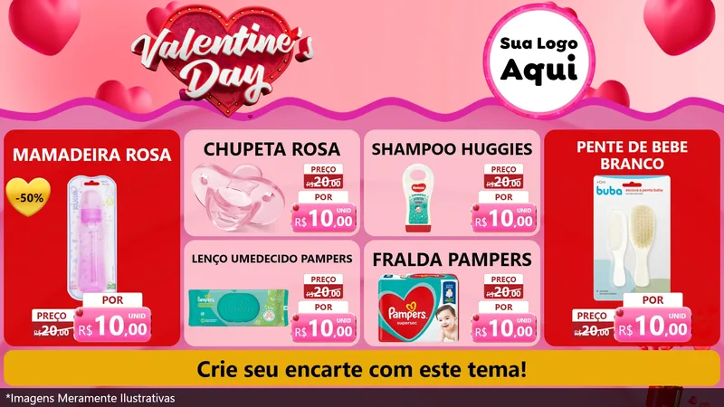 Modelo de TV para TV Horizontal com o tema Valentine's Day para Bebês