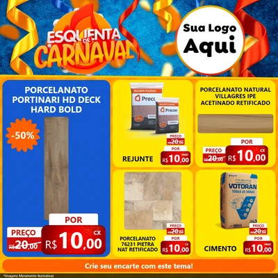 Modelo de Rede Social para Feed Facebook com o tema Esquenta de Carnaval para Pisos e revestimentos